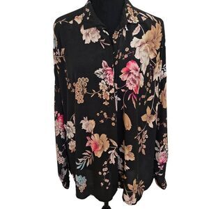 Johnny Was Womens Taos Button Down Floral Shirt Blouse Small